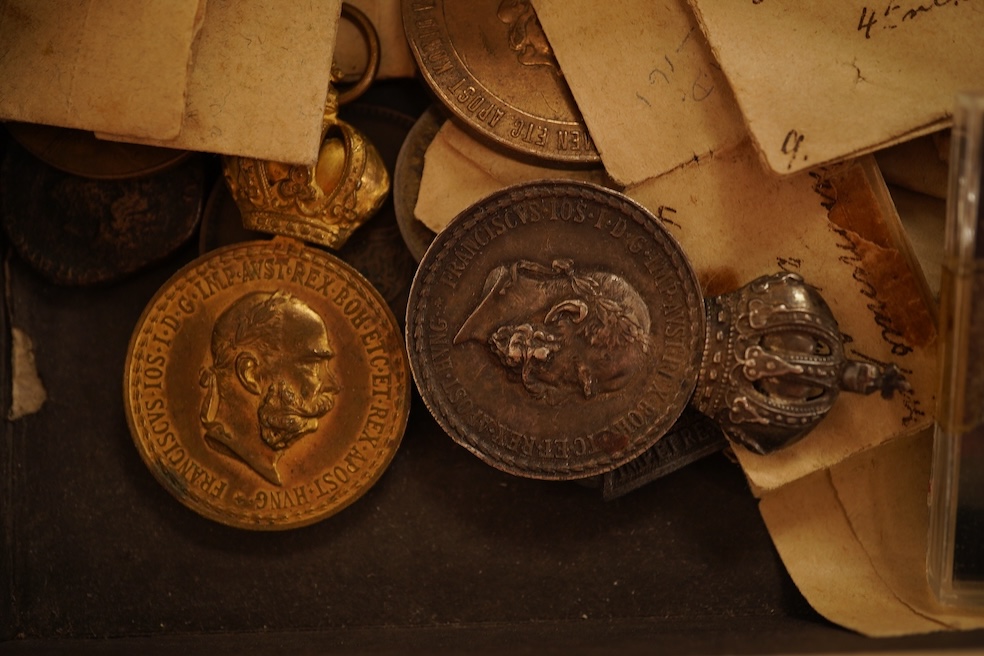 British, World coins and medals, Highlights include Cornwall Penryn volunteers token 1794, good VF, Austrian medal awards, Lyon occupied by Prince Philip of Hesson Homburg small silver medallion, 21 March 1814, Edward II